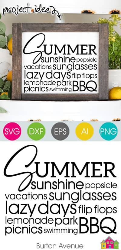 Summer Word Art SVG File