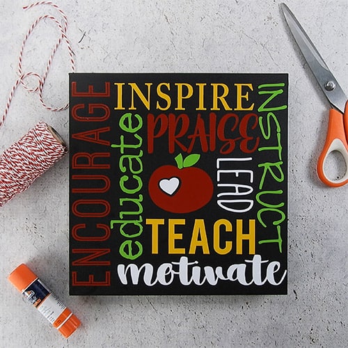 Make a quick and easy gift for your favorite teacher with your silhouette or cricut. This cute teacher subway art is perfect for teacher appreciation, end of year teacher gifts, or anywhere in between. #teacherappreciationsilhouette #teacherappreciationcricut #teacherappreciationsvg