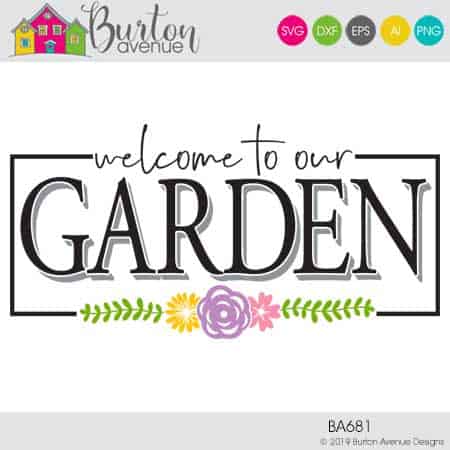 This free SVG file will be available to download for free until 4//19 and works with Cricut, Silhouette, Brother and other electronic cutting machines. So many possibilities of spring projects with this Welcome to our Garden SVG File. Make signs, and more with this Welcome to our Garden SVG file. Free Ai, SVG, PNG, EPS & DXF download. #springsilhouette #springcircut #springbrother #springsvg