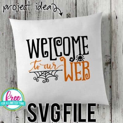 So many possibilities of DIY projects with this Free Welcome to our Web SVG. Make signs, pillows, t-shirts and more for with this Free Welcome to our Web SVG file. Free Ai, SVG, PNG, EPS & DXF download. Free Welcome to our Web SVG files works with Cricut, Cameo Silhouette and other major cutting machines. #halloweensvg #halloweencricut #halloweensilhouette #welcometoourweb #silhouette #cricutexplore