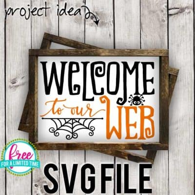 So many possibilities of DIY projects with this Free Welcome to our Web SVG. Make signs, pillows, t-shirts and more for with this Free Welcome to our Web SVG file. Free Ai, SVG, PNG, EPS & DXF download. Free Welcome to our Web SVG files works with Cricut, Cameo Silhouette and other major cutting machines. #halloweensvg #halloweencricut #halloweensilhouette #welcometoourweb #silhouette #cricutexplore