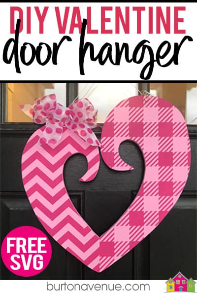 Make your own valentine door hanger with this free funky heart svg file. It works with Cricut, Silhouette, and other digital cutters