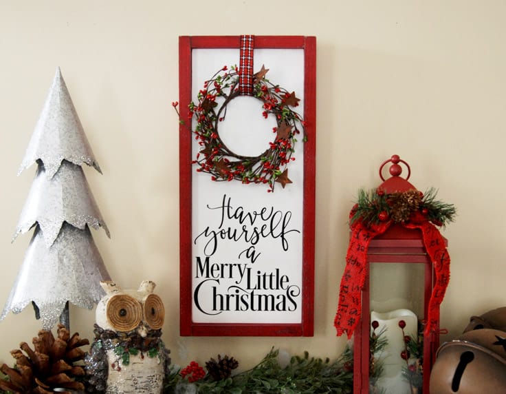 Make your own rustic wood sign for Christmas with your Silhouette or Cricut machine. This DIY project is easy and quick to make and is the perfect decoration for Christmas. #ChristmasSilhouette #ChristmasCricut #ChristmasSVG #Christmassign