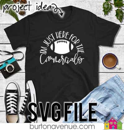 This free SVG file will be available to download for free until 2/12/19. So many possibilities of DIY projects with this Free I'm Just Here for the Food-Commercials SVG. Works with Cricut, Cameo Silhouette and other major cutting machines. #footballsvg #footballsilhouette #foorballcircut #silhouette #cricutexplore