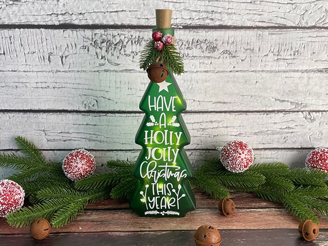 DIY Lighted Christmas Tree Glass Bottle - Burton Avenue