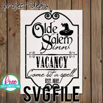 So many possibilities of DIY projects with this Free Olde Salem Inn SVG. Make signs, pillows, t-shirts and more for with this Free Olde Salem Inn SVG file. Free Ai, SVG, PNG, EPS & DXF download. Free Olde Salem Inn SVG files works with Cricut, Cameo Silhouette and other major cutting machines. #oldesalemsvg #halloweensvg #halloweencricut #halloweensilhouette #witchsvg #silhouette #cricutexplore