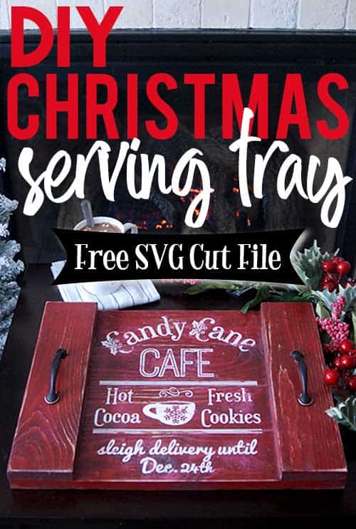 Make this cute DIY Wood Tray for Christmas sign with this easy to follow tutorial. With a few tools and your Silhouette or Cricut machine, you'll be able to create this DIY Wood Christmas Tray for your home. This DIY project is easy and quick to make and is the perfect decoration for home. #ChristmasSilhouette #ChristmasCricut #ChristmasSVG