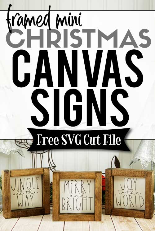 Make these adorable mini signs for Christmas sign with this easy to follow tutorial. With a few supplies and your Silhouette or Cricut machine, you'll be able to create these frame canvas Christmas signs for your home. This DIY project is easy and quick to make and is the perfect decoration for home. #ChristmasSilhouette #ChristmasCricut #ChristmasSVG