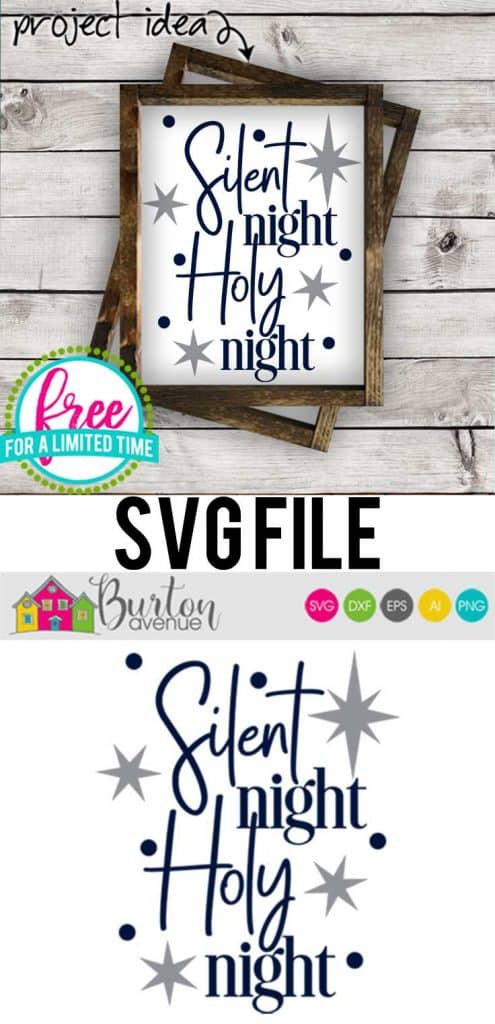 So many possibilities of DIY projects with this Free Silent Night Holy Night SVG. Make signs, pillows, t-shirts and more for Christmas with this Free Silent Night Holy Night SVG file . Free Ai, SVG, PNG, EPS & DXF download. Free Silent Night Holy Night SVG files works with Cricut, Cameo Silhouette and other major cutting machines. #christmassvg #christmasrcricut #christmassilhouette #christmassvg #silhouette #cricutexplore