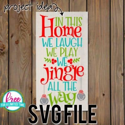 So many possibilities of DIY projects with this Free We Jingle all the Way SVG. Make signs, pillows, t-shirts and more for Christmas with this Free We Jingle all the Way SVG file . Free Ai, SVG, PNG, EPS & DXF download. Free We Jingle all the Way SVG files works with Cricut, Cameo Silhouette and other major cutting machines. #christmassvg #christmascricut #christmassilhouette #merrychristmassvg #silhouette #cricutexplore